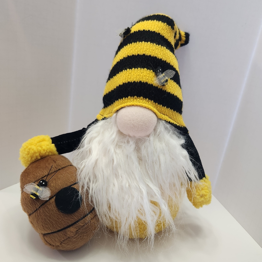 Bee-Themed Gnome Plush with Honey Pot
